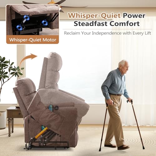 ANJ Large Power Lift Recliner Chair with Massage and Heat for Elderly, Camel Z8802