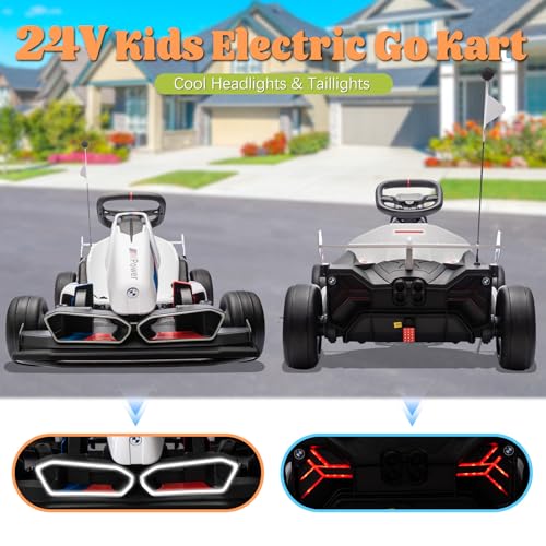 Licensed BMW 36V Electric Drift Go Kart for Kids, 7.5 MPH, White M530400