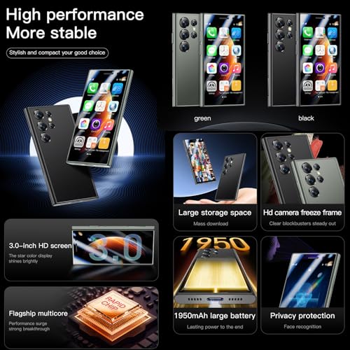 S23Pro 4G Mini Smartphone 3.0 Inch Unlocked Cell Phone Dual SIM (Black 2GB+16GB) B48638