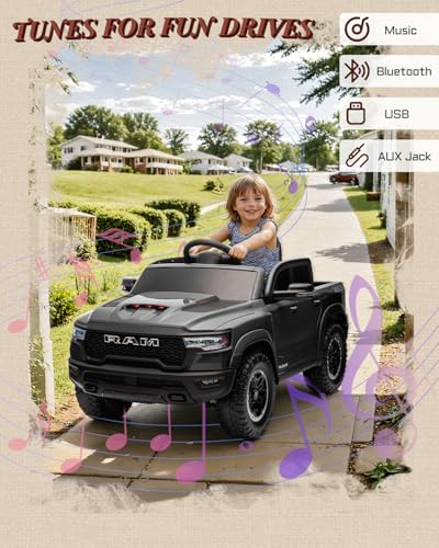 12V Licensed Ram 1500 Ride on Truck for Kids with Parent Remote Control, Black I703183