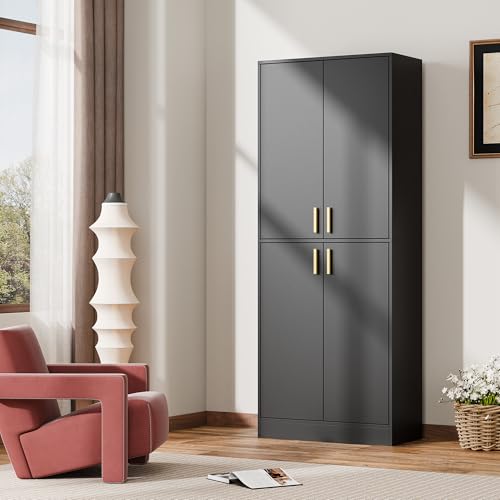 Cozy Castle 71" Tall Kitchen Pantry Cabinet with Doors and Shelves, Gray R70739