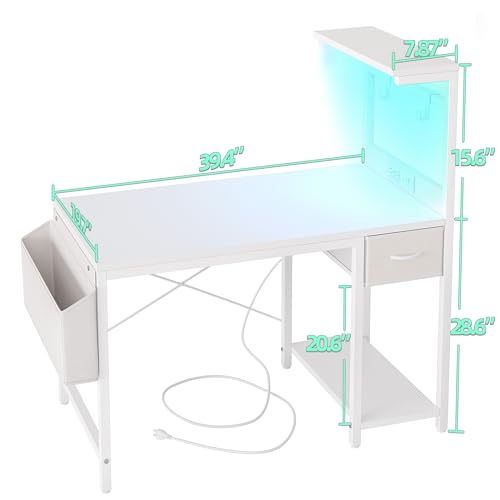 TIQLAB Gaming Desk 47 inch with Power Outlet and LED Light, Carbon Fiber Black P5873