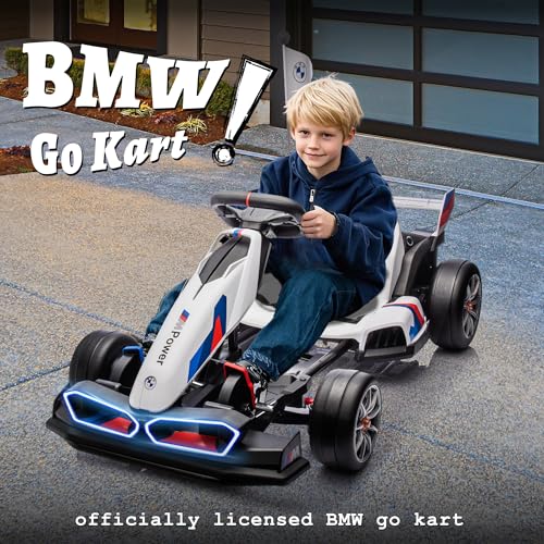 FORESEE 36V BMW Licensed Kids Electric Go Kart, Battery Powered Ride On Toy with Adjustable Seat, Black F2952
