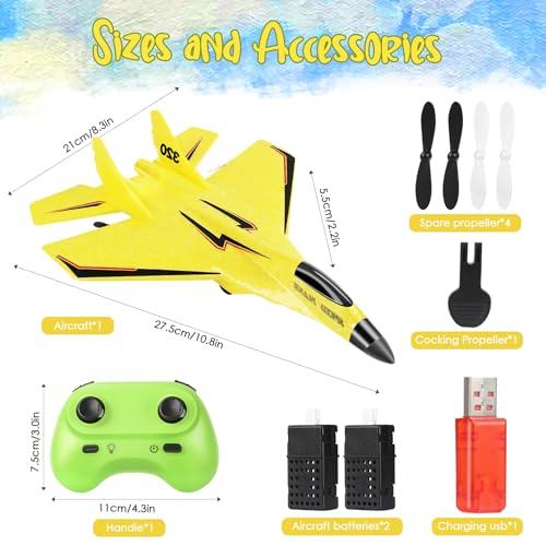 RC Plane Remote Control Airplane Toy 2.4GHz with Lights for Adults Kids I576