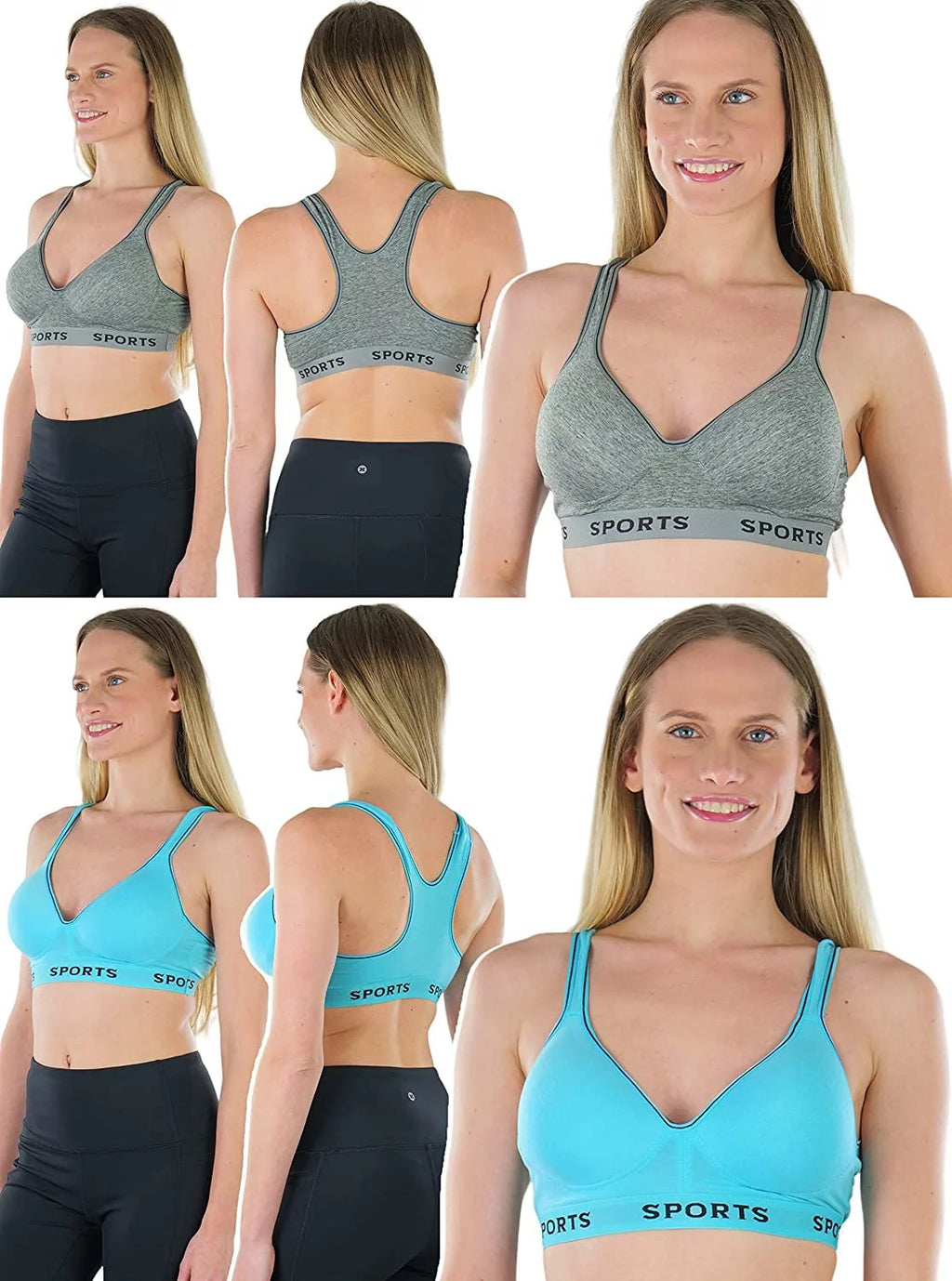 ToBeInStyle Women's 6-Pack Assorted Print Sports Bras, Size 40C M19298