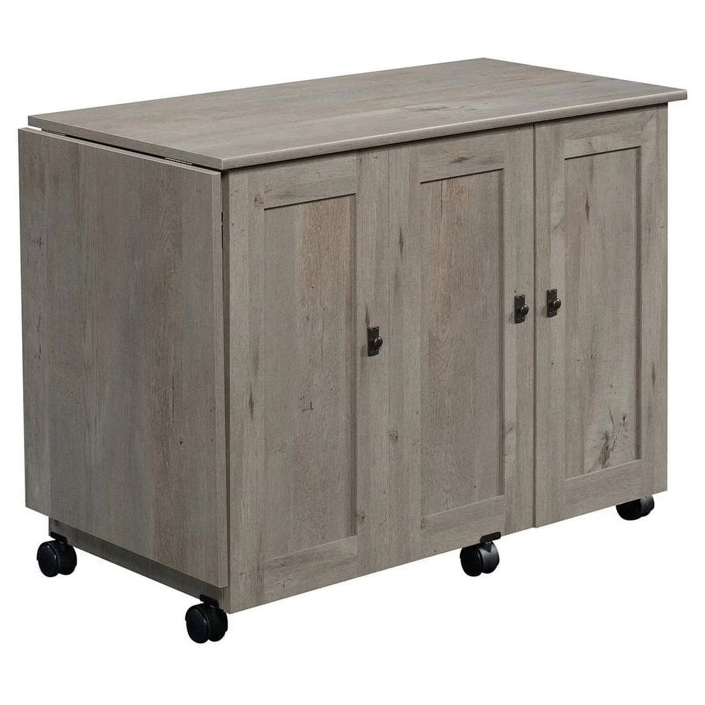 Pemberly Row Contemporary Engineered Wood Sewing Craft Table in Oak