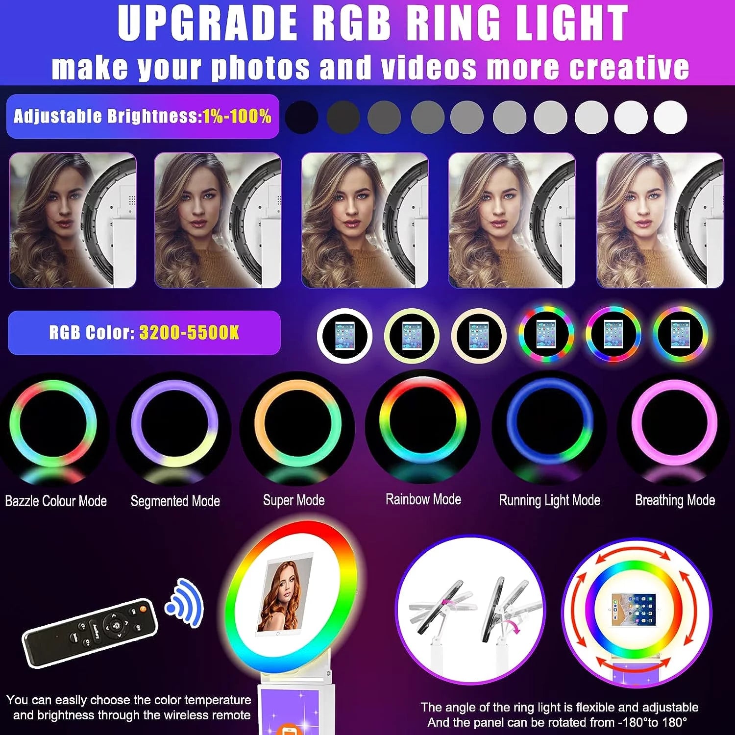 iPad Photo Booth Machine with Ring Light and Remote Control C966