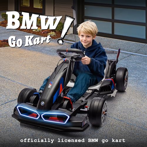 FORESEE 36V BMW Licensed Kids Electric Go Kart, Battery Powered Ride On Toy with Adjustable Seat, Black F2952
