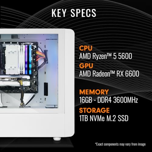 Thermaltake LCGS Quartz R66 Gaming Desktop, AMD Ryzen 5 5600, RX 6600, 1TB NVMe, Windows 11 K558