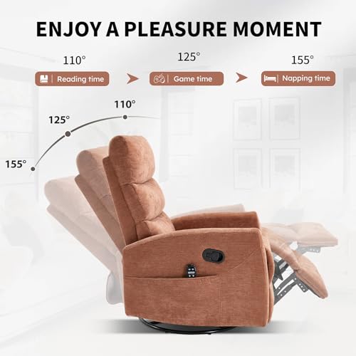 Massage Chair Recliner with Heat, Swivel Rocking, High Back Fabric Black V2333