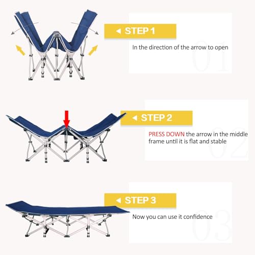 Camping Cot with Thick Pad, Folding Bed, Heavy Duty with Carry Bag I101
