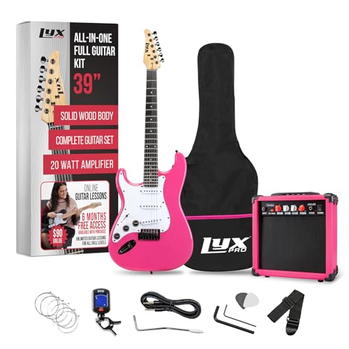 LyxPro Electric Guitar 39" Beginner Starter Kit with 20W Amp, Black B69338