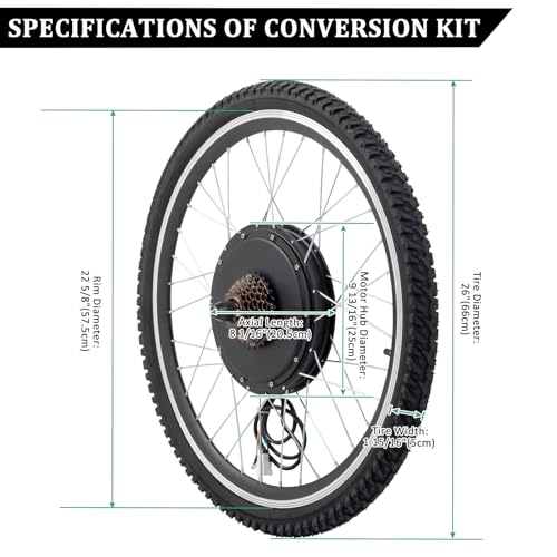 Ktaxon Electric Bike Conversion Kit 48V 1000W 26" Wheel with LCD Display W65076