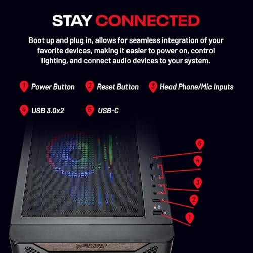 Skytech Gaming Chronos 3 Desktop PC, Ryzen 7 7700, RX 9070XT 16GB, 2TB SSD, 32GB RAM, Win 11 W177685