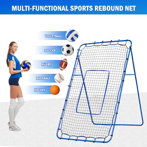 Volleyball Rebounder Net, Adjustable Pitchback Trainer for Backyard F7857