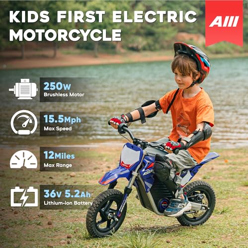 AIII Electric Dirt Bike for Kids 3-7, 12-Inch Off-Road Tires, Red X89100