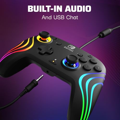 PDP Afterglow Wave Wireless RGB Gaming Controller for Nintendo Switch, Black I1528