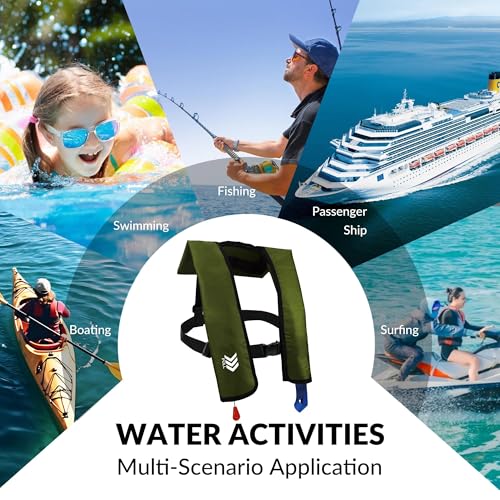 Automatic Inflatable Life Jackets for Adults PFD Low Profile 330lbs U45655