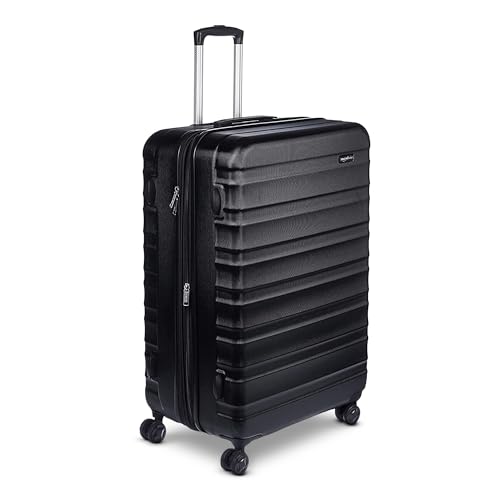 Amazon Basics 21" Hardside Carry-On Luggage, Hardshell Suitcase With Wheels, Expandable For Up to 25% More Space, With Scratch-Resistant Surface, Four Multi-directional Wheels, Black