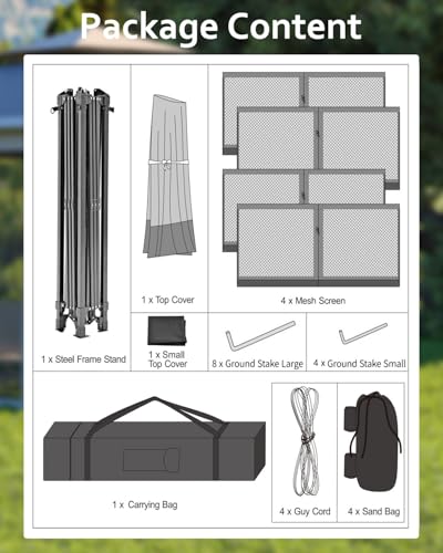 Pop Up Gazebo Tent with Mosquito Netting, Water & UV Resistant - Khaki J83860