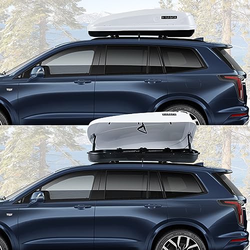 Hard Shell Roof Cargo Carrier 13 Cubic Feet, White Roof Box with Security Keys K60846
