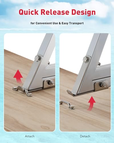 CO-Z 3 Step Removable Dock Ladder for Pontoon Boat, Aluminum Swim Ladder with Nonslip Tread O80708
