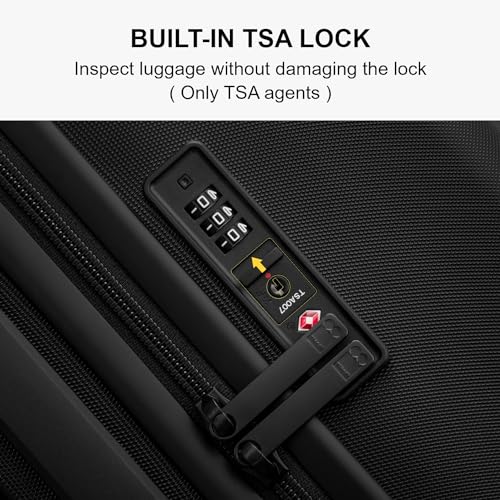 LEVEL8 Hard Shell Carry-On Luggage with TSA Lock, 20 Inch, Black V41961