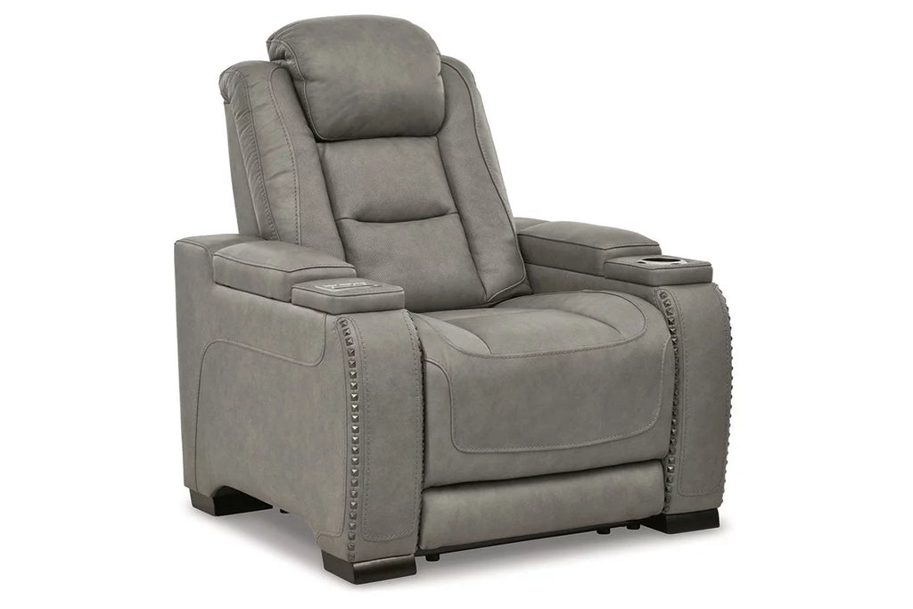 Signature Design by Ashley Man-Den Leather Power Recliner Gray G67279