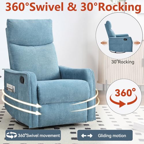 Massage Chair Recliner with Heat, Swivel Rocking, High Back Fabric Black V2333