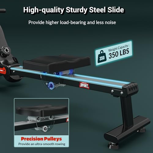 Wenoker Magnetic Rowing Machine for Home, 350 LB Capacity, Quiet with LCD Monitor S651444