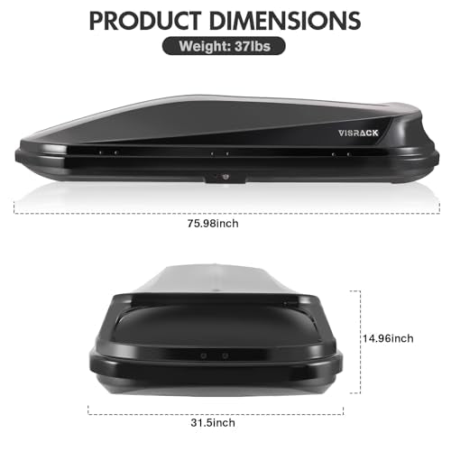 Heavy Duty Hard Shell Rooftop Cargo Box, Waterproof, 62"L x 31"W x 15"H, Diamond Black Y830591