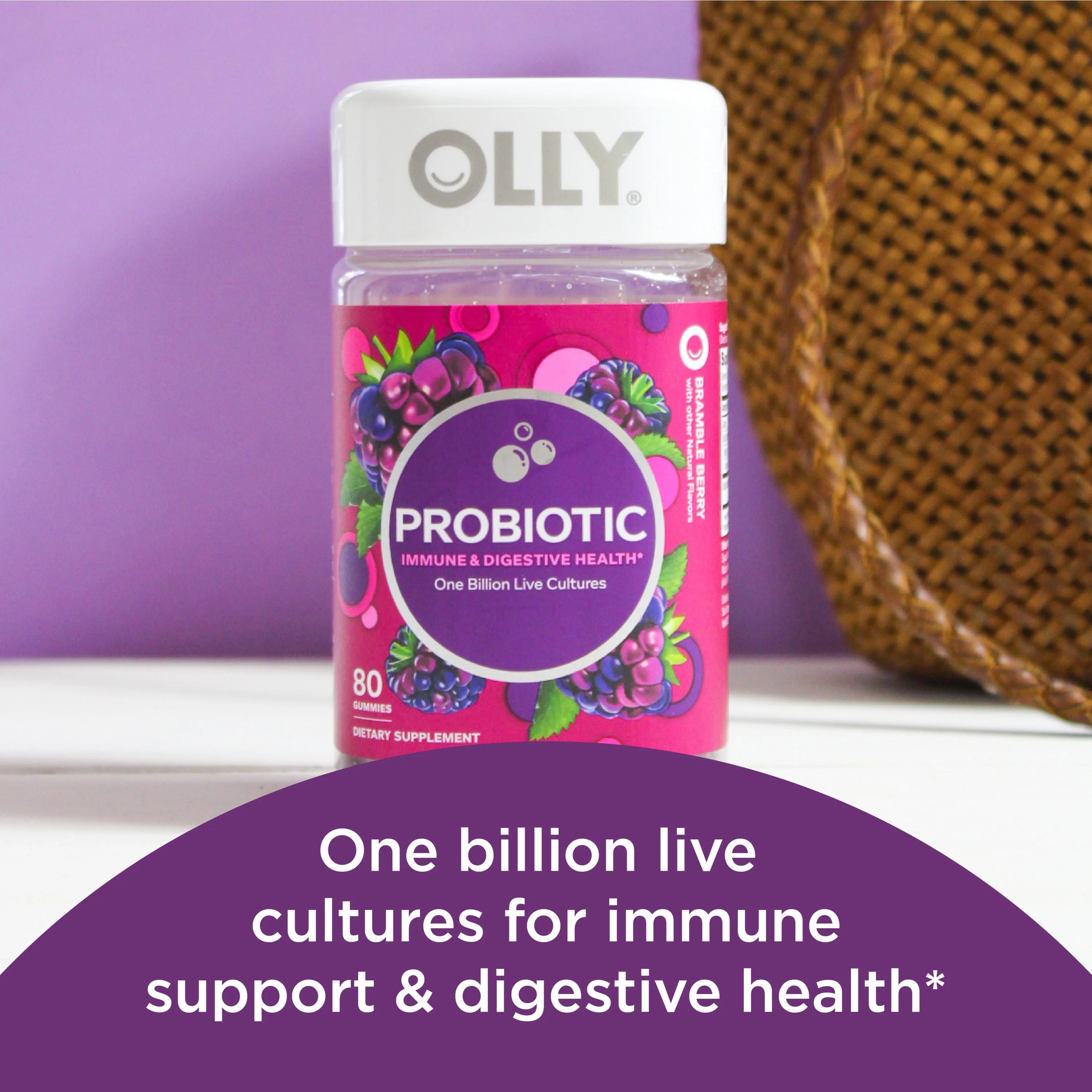 OLLY Probiotic Gummy, Berry, 80 Ct Z506
