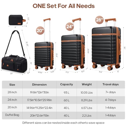 Luggage Sets 3 Piece, Carry On 20 Inch Hardside Suitcase with Spinner Wheels and TSA Lock J67858