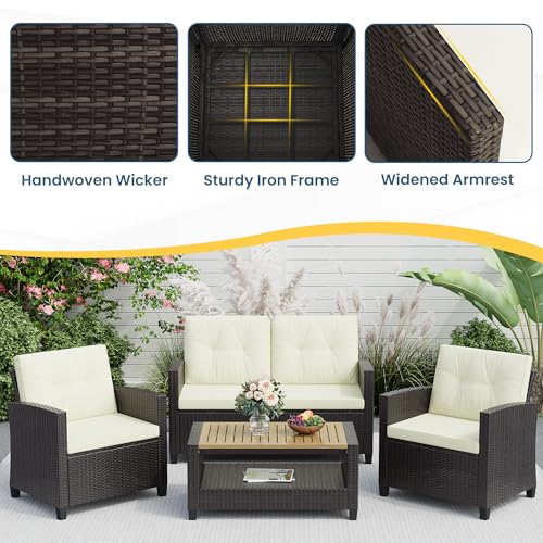 Wisteria Lane 4 Piece Outdoor Patio Furniture Set, Gray Rattan Sofa with Cushion P41861