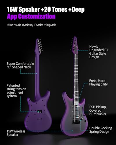 Enya Electric Guitar Inspire 39" Carbon Fiber with Wireless Speaker and Gig Bag Y562682
