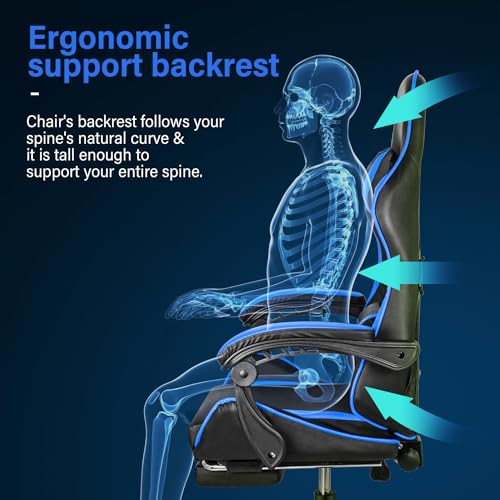 Gaming Chair with Footrest, Lumbar Support, Red/Black M9231