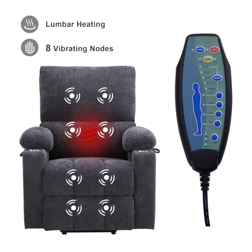Power Lift Recliner Chair with Heat and Massage for Elderly, Coffee J9646