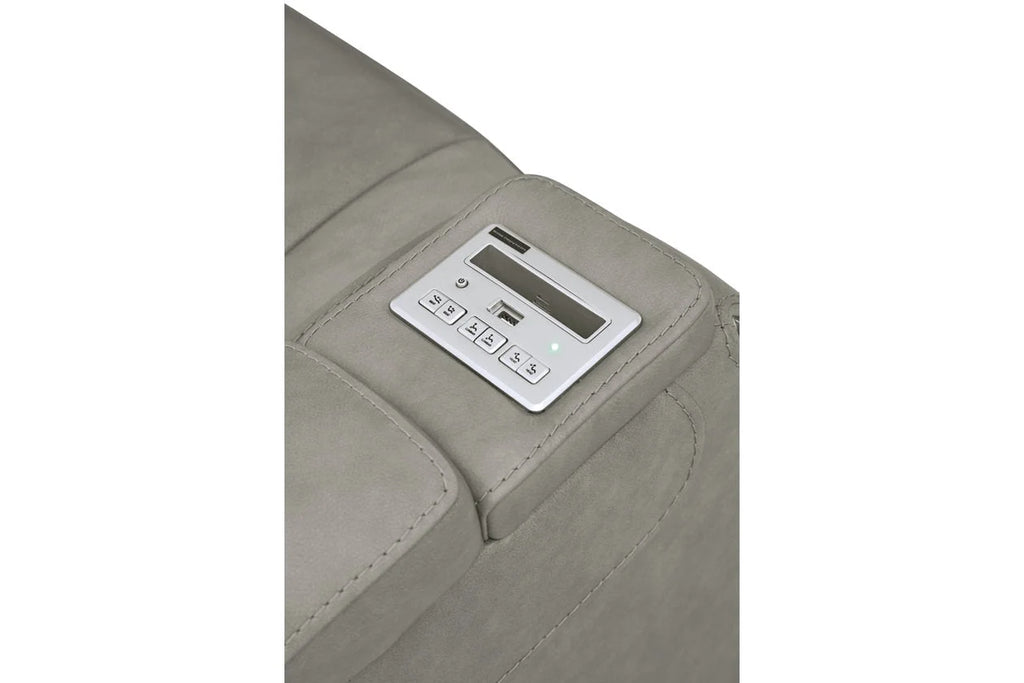 Signature Design by Ashley Man-Den Leather Power Recliner Gray G67279