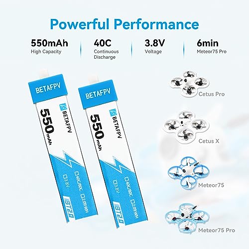 BETAFPV 550mAh 1S BT2.0 LiPo Battery for 75-85mm FPV Whoop Drones Y184