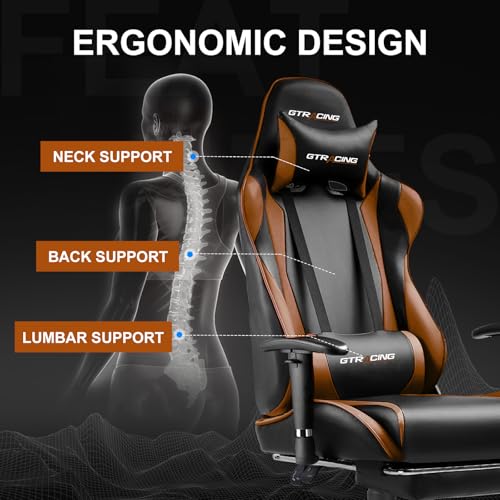 GTRACING Gaming Chair with Footrest, Blue R841