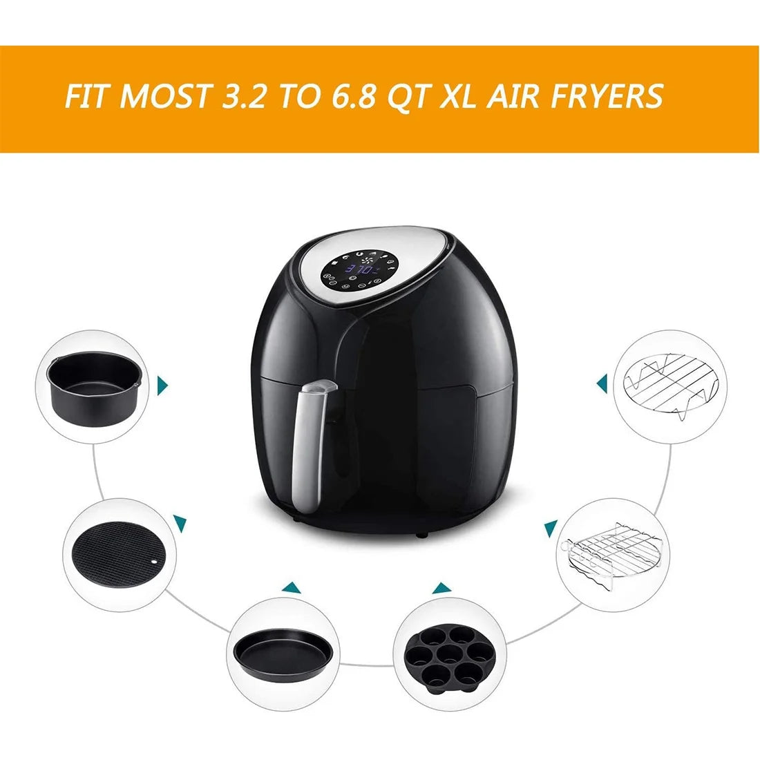 Air Fryer Accessories 7 Inch Set of 10 for Ninja Foodi Cosori Instant Pot Y92190