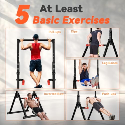 Power Tower Pull Up Dip Station Foldable Adjustable Home Gym Z306594