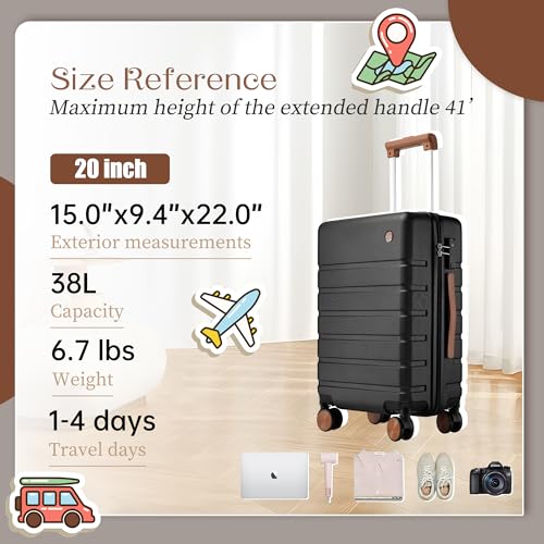 Hardside Carry-on Luggage 20 Inch with Spinner Wheels and TSA Lock J743