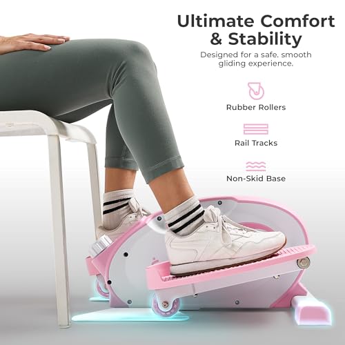 Sunny Health & Fitness Under Desk Elliptical Exerciser, Magnetic, Pink Y689540