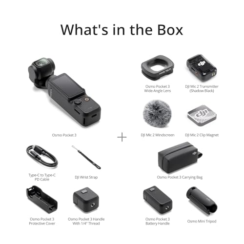 DJI Osmo Pocket 3 Creator Combo, 4K Vlogging Camera with 1'' CMOS and 3-Axis Stabilization W8192