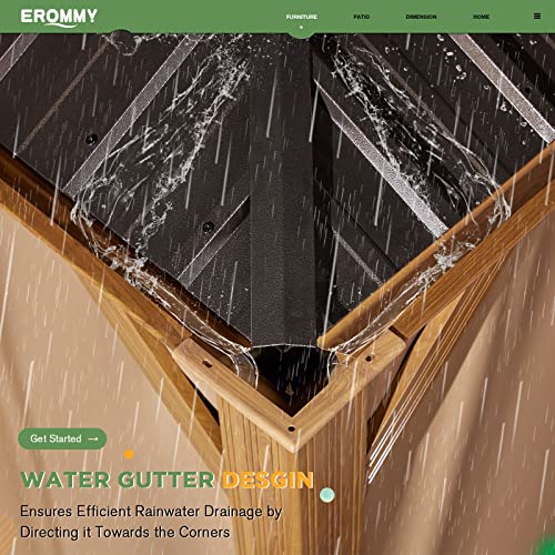 EROMMY 14'x20' Hardtop Gazebo Double Roof Galvanized Steel Outdoor Pavilion G3084