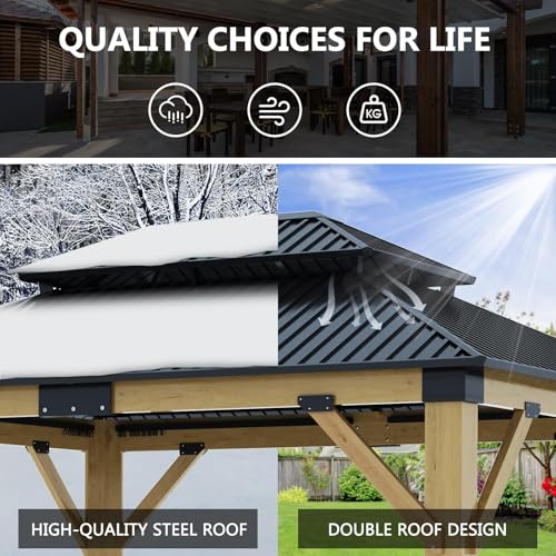 12'x12' Hardtop Gazebo with Galvanized Steel Roof, Aluminum Frame, Curtains & Netting X81832
