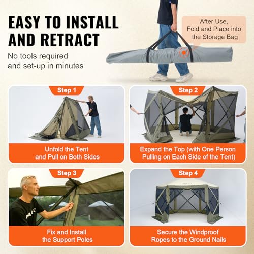 VEVOR Pop Up Gazebo Screen Tent 10x10ft with Mosquito Netting B21209