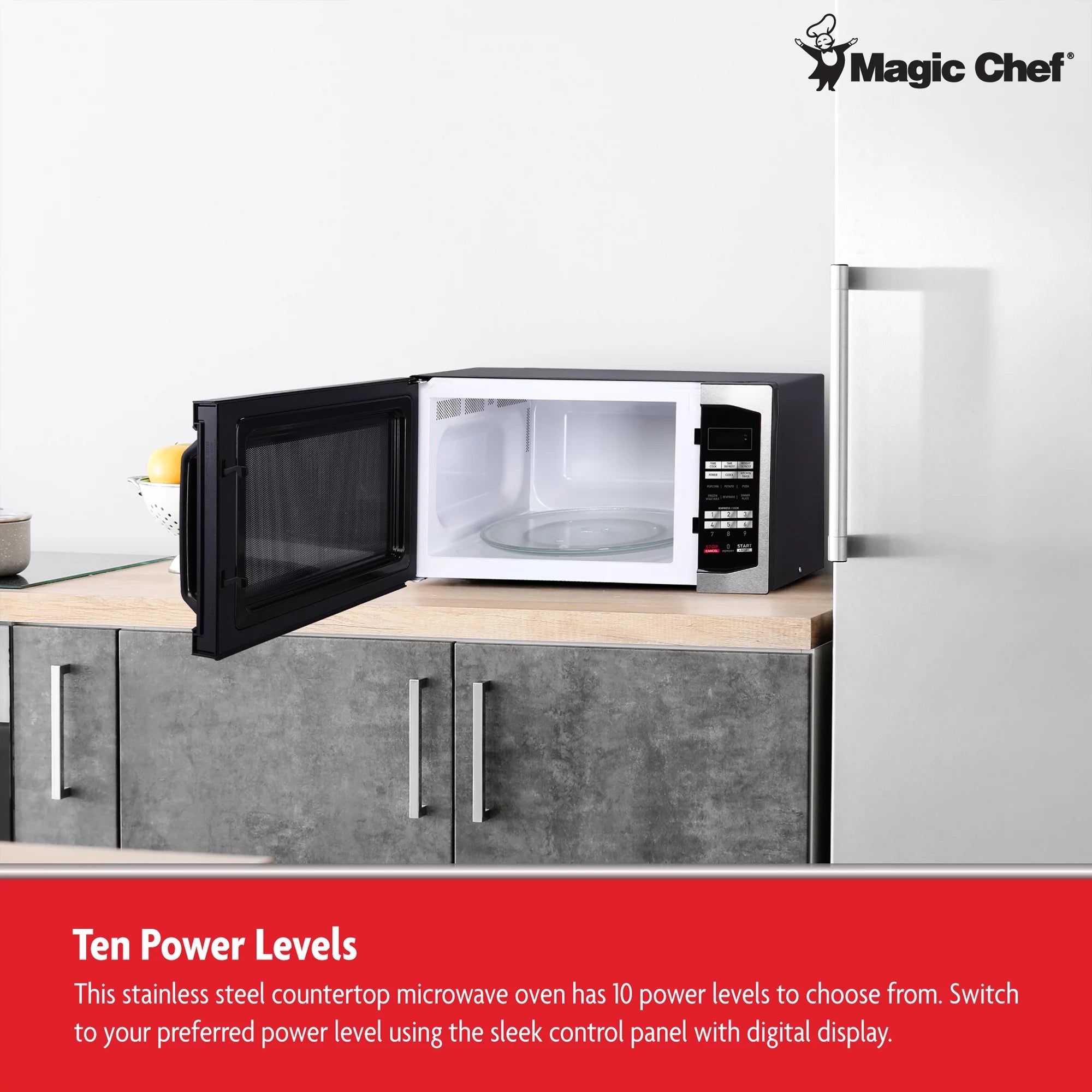 Magic Chef 1.6 Cu. Ft. Digital Countertop Microwave, Stainless Steel B4156