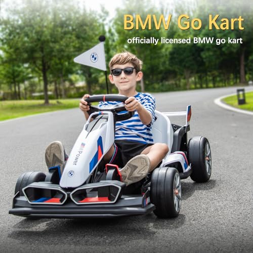 Licensed BMW 36V Electric Drift Go Kart for Kids, 7.5 MPH, White M530400